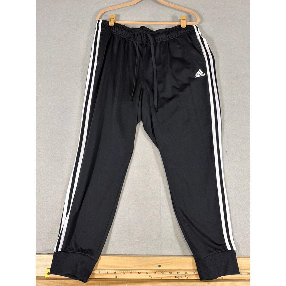 Adidas Mens 3-Stripe Track Pants Black White Joggers 2XL